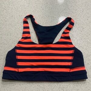 3/$30 Lululemon run top speed sports bra size 4 orange and navy stripe